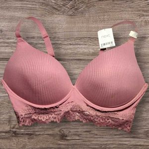 Next Ribbed Lace Trim Bra