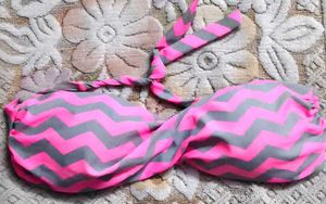 Pink &amp; Grey Chevron Bikini Top
