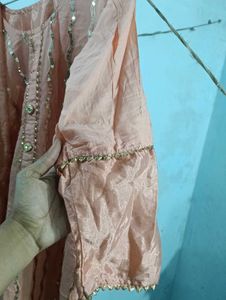 Peach Kurta Set with Sequin Detail