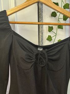 Chic Black Ruched Mini Dress