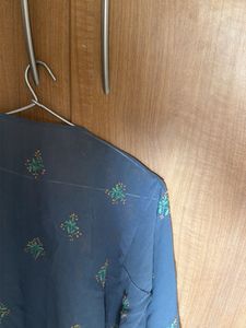 chicken Embroidered Blue Kurta
