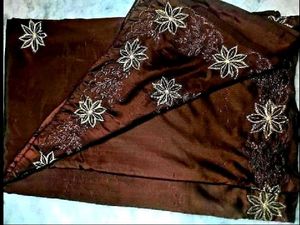 Pure crape silk saree Brown colour