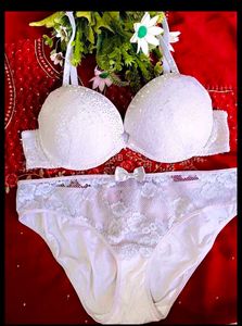 Lace & Rhinestone Bra and Panty Set