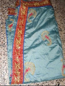 Embroidered Teal Saree