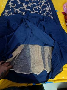 Elegant Navy Blue Embroidered Anarkali Dress
