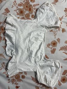 White Eyelet Puff Sleeve Top