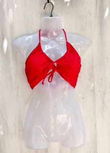 I. Vibrant Red Halterneck Bikini Top