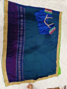 🇳🇿💫🎀 Elegant Blue &amp; Green Embellished Saree