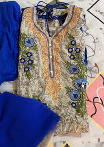 🔥SALE 🔥Blue And Cream Stiched Suit
