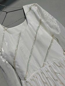 Elegant White Kurta with Embellishments