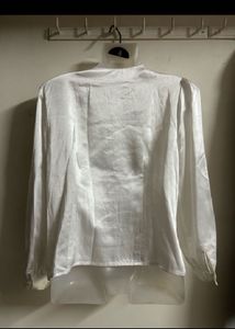 White Embroidered Satin Blouse