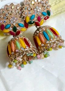 Boho Multi-Color Jhumka Earrings
