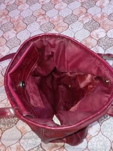 Chic Maroon Faux Leather Tote Bag