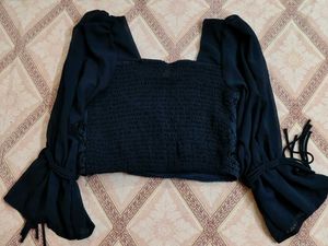 Chic Navy Crochet Top