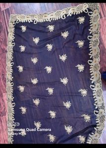 Elegant black  Embroidered Saree
