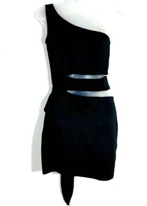DATE PERFECT Black Chic One-Shoulder Mini Dress