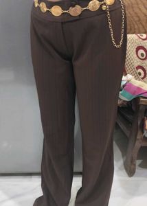 Brown Straight-Leg Trousers