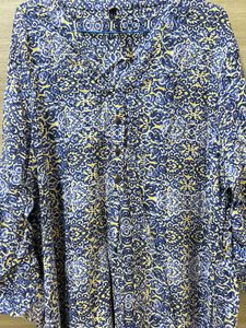 Blue & Yellow Printed Kurta