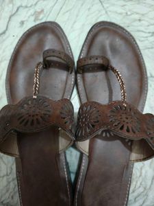 Brown Leather Ethnic Flats
