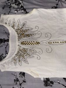 Sparkling Embellished White Top