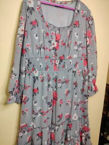 Grey Floral Dress