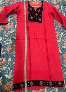 Vibrant Red chanderi Kurta