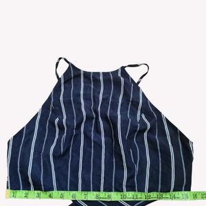 Navy and White Striped Halter Top M