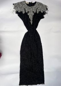 Elegant Beaded Black Evening Dress