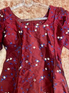 Elegant Maroon Embroidered Kurta