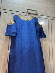 Elegant Royal Blue Cold Shoulder Kurta