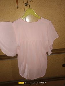Pink Peplum Style Top For Womens With White Dotss