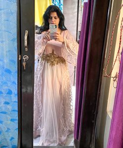 Elegant Embroidered Gown with balloon sleeves