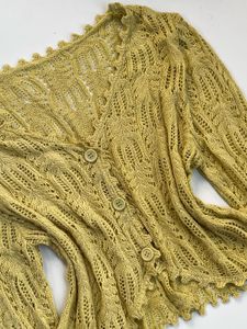 Chic Yellow Crochet Cardigan