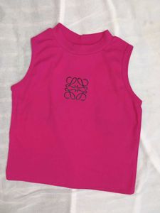 Hot Pink Sleeveless Mock Neck Top