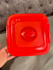 Square Food Storage Container with Red Lid
