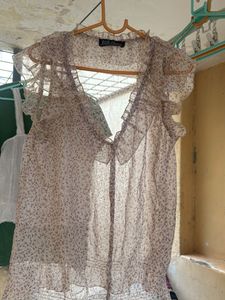 Floral Chiffon Ruffle Blouse