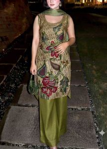 Y2K Olive Green Kurta Set