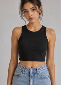 Classic Black Ribbed Crop Tank Top