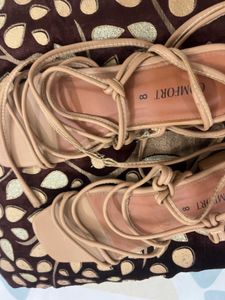 Nude Lace-Up Sandals
