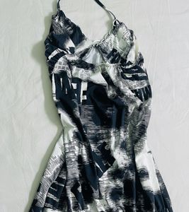 Black &amp; White Graphic Slip Dress