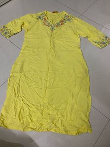 Yellow Embroidered Kurta