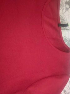 Red Basic T-Shirt with Tie Detail