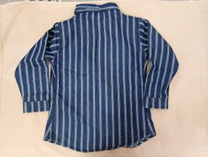 Striped Denim Button-Up Shirt