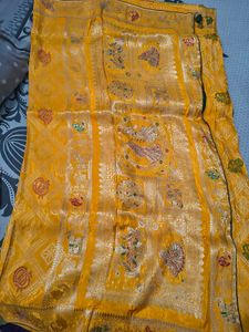 Beautiful Yellow Silk Saree