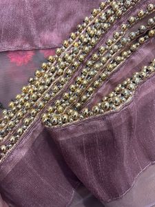 Patlani style embroidered net saree(Brown)