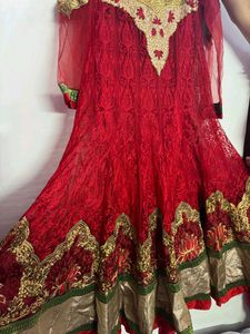 Elegant Red Embroidered Gown