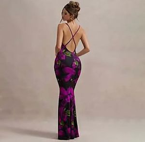 Black Floral bodycon Maxi Dress