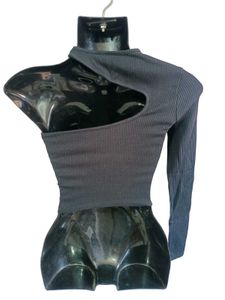 Bershka Branded Black Cut-Out Ribbed Single sleeve
