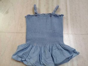 Smocked Peplum blue Top