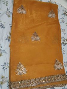 Embellished Orange Saree